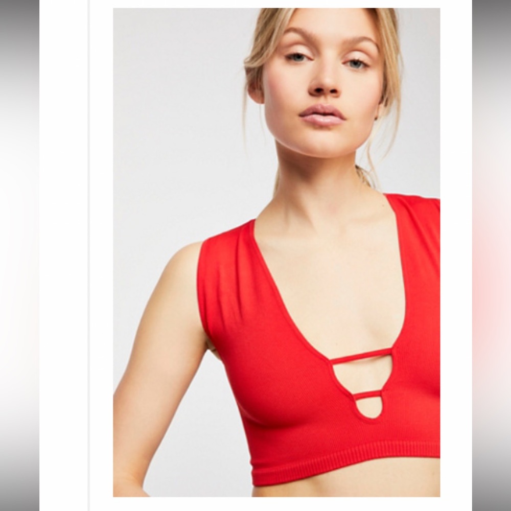 Free People Hot Chili Red Strapped & Scoop Brami top XS/S LIKE NEW
